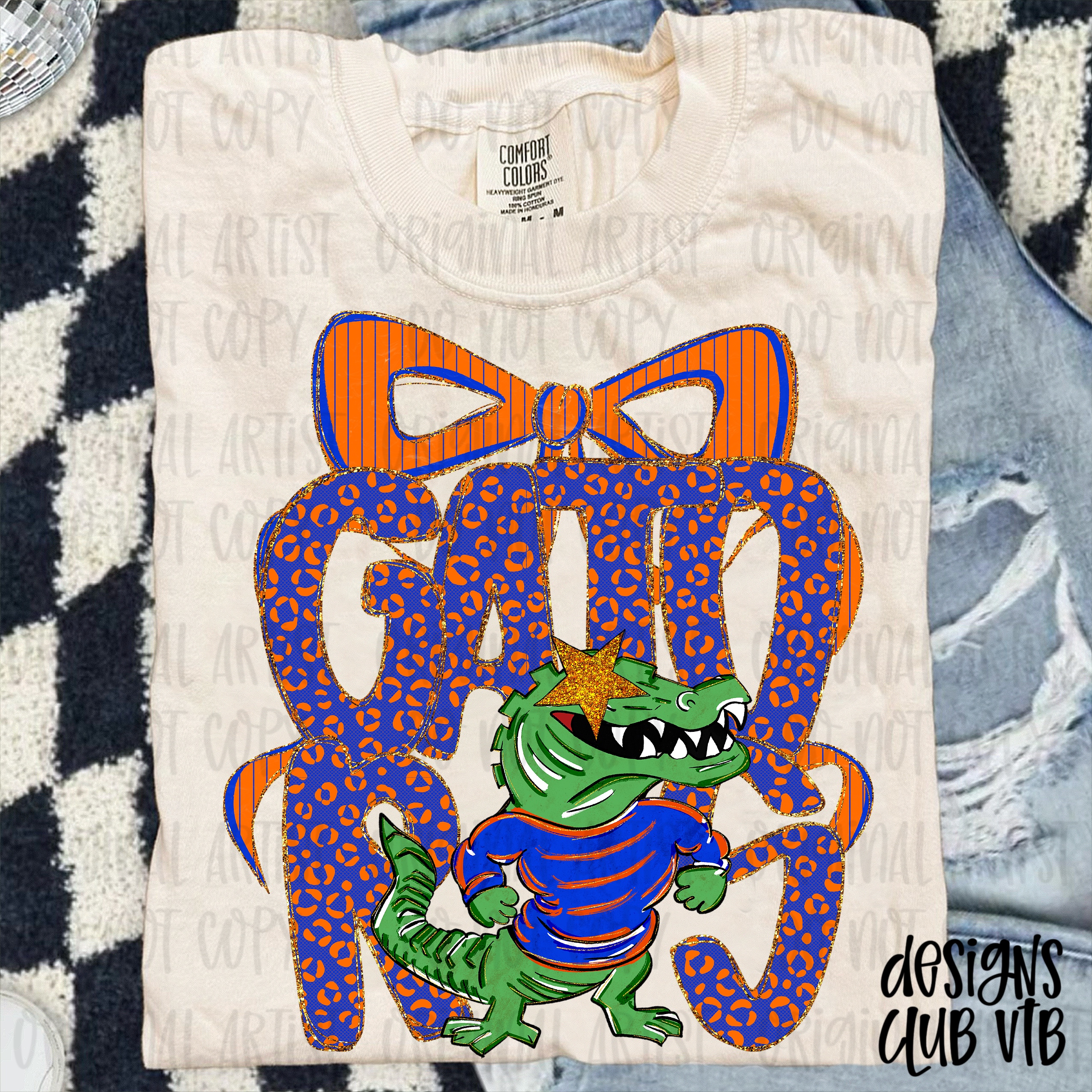 bow-gators Gators Mascot PNG Coquette, School Spirit Design (Digital Download) - Image 1